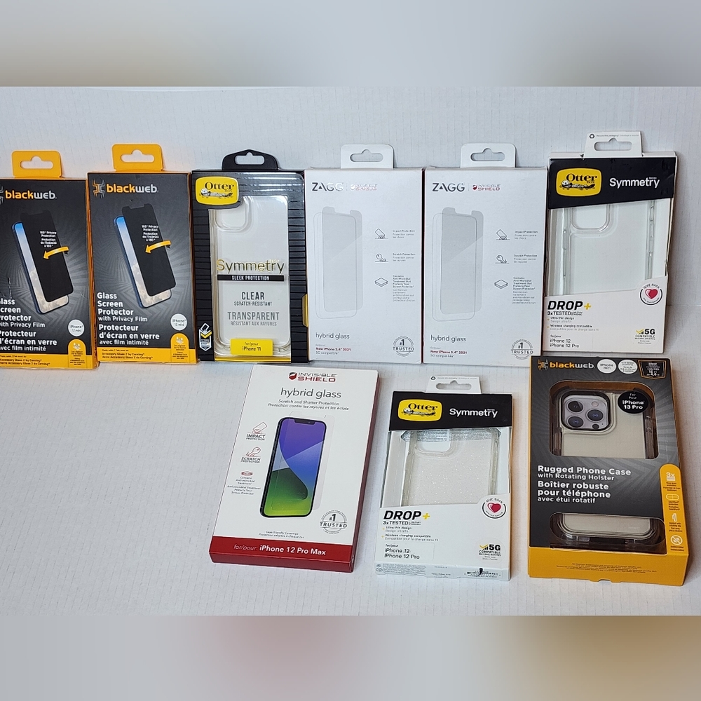 Varitey of iphone cases and screen protectors